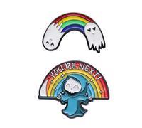 Gaoderch 2pcs Cartoon Creative Punk Ghost Halloween Brooch Pin Rainbow Creative Metal Colour Skeleton Ghost Brooch Beautiful Rainbow Ghost Enamel Pin for Clothing Backpack Accessories