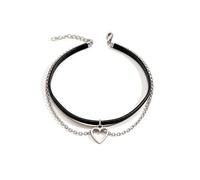 Gaodercha 1 Pc Leather Choker Collar Necklace Women Leather Heart Chain Necklace Heart Gothic Punk Rock Choker Hollow Hearts Leathers Collar for Women Gothic Punk Style Outfits Jewelry