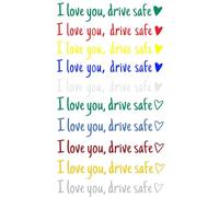 Gaodercha 10Pcs I Love You Drive Safe Sticker Green Red Yellow Blue Grey Driving Safe Rearview Decal Rear View Mirror Decal with Heart Car Stickers for Vehicle Window Windshield Decorative