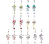 Gaodercha 14PCS Angel Pearl Beads Pendant Keychain 7 Colors Angel Wing Charms Angels Fairy Pendants Zinc Alloy Keychain Pendants For Jewellery Making DIY Crafts Car Bag Key Decoration
