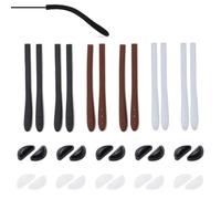 Gaodercha 16 Pairs Eyeglass Accessories Silicone Temple End Tips Adhesive Nose Pads Anti-Slip Black White Coffee Eyeglass Comfort Kit for Glasses Frames Daily Use