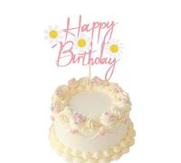 Gaodercha 1Pc Daisy Flower Happy Birthday Cake Topper Paper Summer Chrysanthemum Daisy Birthday Party Supplies Dasiy Flowers Cake Decor for Birthday Cake Decoration