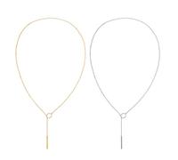 Gaodercha 1pc Lariat Necklace for Women Lariat Y-Shaped Necklaces Gold Plated Dainty Drop Bar Pendant Necklace Metal Ring Bar Necklaces for Women Trendy Fashion Faith Jewelry Gift