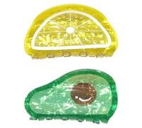 Gaodercha 2 Pack Fruit Shaped Hair Clips Creative Summer Hair Clip Lemon Avocado Acrylic Hairs Clips for Women Cute Hairs Accessories