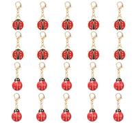 Gaodercha 20 Pieces Ladybird Pendant Small Key Ring Lucky Charm Red Alloy Keychain 2 Styles Gift Tag For Graduation Christmas New Year Advent Calendar Fillers DIY Crafts