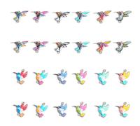 Gaodercha 24 Pieces Cute Bird Printed Connector Charms Colorful Zinc Alloy 2 Styles Flying Bird Pendants For DIY Jewelry Making Necklaces Bracelets Earrings Craft Supplies
