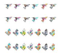 Gaodercha 26 Pieces Cute Bird Printed Connector Charms Colorful Zinc Alloy 2 Styles Flying Bird Pendants For DIY Jewelry Making Necklaces Bracelets Earrings Craft Supplies Decor Accessories