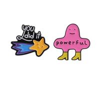 Gaodercha 2pcs Colourful Letter Enamel Pin Inspirational Quotes Brooches You Did It Powerful Cartoon Creative Pink Brooch Creative Geometric Star-Shaped Brooch for Clothing Backpack Accessories