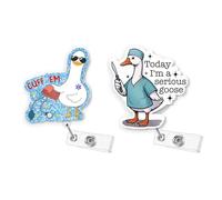Gaodercha 2Pcs Cute Silly Goose Badge Reel 2 Styles Nurse Badge Reel Retractable ID Holder with Alligator Clip Nurses W ppreciation Gifts for Medical Professionals