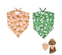 Gaodercha 2Pcs Hippie Dog Bandana Green Orange Color Floral Dog Bandana Spring Flower Pet Triangle Bib Scarf Polyester Pet Scarf for Dogs Soft Durable Pets Accessories Suitable for Daily Wear
