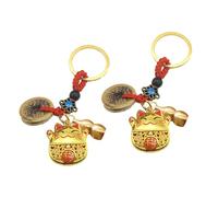Gaodercha 2Pcs Lucky Cat Keychain with Feng Shui Coins Amulet Cat Keychain Vintage Chinese Good Luck Charm Fortune Keeper for Bag Purse Car Keys Handbag Backpack