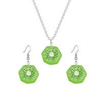 Gaodercha 3 Pcs Cute Fruit Earrings Jewelry Sets Food Dangle Earrings Kiwi fruit Dangle Earring and Necklace Fruits Themed Jewelry Set For Daily Styling Casual Outfits Gifts