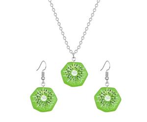 Gaodercha 3 Pcs Cute Fruit Earrings Jewelry Sets Food Dangle Earrings Kiwi fruit Dangle Earring and Necklace Fruits Themed Jewelry Set For Daily Styling Casual Outfits Gifts