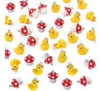 Gaodercha 40Pcs Red Mini Resin Mushroom Charms Small Yellow Duck Charms with Top Rings Pendant Jewelry Findings Charmss Resin Pendants for DIY Jewelry Making Necklace Earrings Keychain Craft
