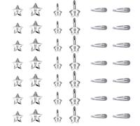 Gaodercha 42 Pieces Metal Snap Star Hair Clips No Slip Star Hair Clips Y2K Silver Star Hair Clip Hollow Out Teardrop Star Meteor Hairpin Headpieces Hair Accessories for Women and Girls