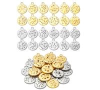 Gaodercha 48 Pcs Twelve Constellation Charm Pendant Astrology Charms Hollow Zodiac Pendant Flat Round Alloy Gold Silver Charms Jewelry Making Crafts