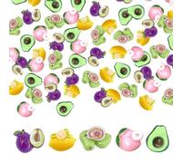 Gaodercha 50Pcs Fruit Resin Charms Flatback Cute Fruits Cabochons Flatback Lemon Nectarine Plum Avocado Guava Charms for Embellishments Scrapbooks Phone Case Hair Clip DIY Supplies