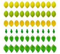 Gaodercha 60 Pieces Lemon Leaf Acrylic Beads 6 Styles 3D Lemon Leaf Acrylic Beads Imitation Fruit Spacer Beadss Yellow Green Orange Beadss Acrylics Lemons Leafs for DIY Jewelry Making Craft Projects