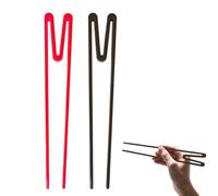 Gaodercha Practice Chopsticks for Beginners 2 Pairs Plastic M Shape Chopsticks Black Red Reusable Training Chopstickss for Adults Easy to Hold