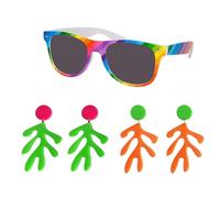 Gaodercha Rainbow Accessory Set Pride Rainbow Glasses 2 Pairs Vintage Coral Seaweed Acrylic Earrings Fashion Accessories for Women Party Daily Wear
