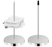 gaoduanluoluo 2 Pack Receipt Spike, Paper Memo Holder, Metal Bill Holder for Kitchen, Hotel, Restaurant, Café, Office (Silver)