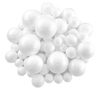 gaoduanluoluo Pack of 72 Polystyrene Balls, 5 Sizes, White Polystyrene Balls, Hollow Ball Foam Balls for Christmas Party Decoration, DIY Crafts (White)