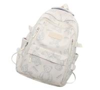 GAOFESA Fashionable Aesthetic Nylon Backpack With Adjustable Straps Bear Printed Large School Book Bag For College Students Schoolbag