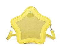 GAOFESA Japanese School Girl PU Leather Star Shape Crossbody Bag Anime Pin Display Clear Window Large Capacity Shoulder Handbag Pin Display Crossbody Bag