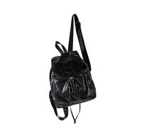 GAOFESA Korean PU Leather Flap Cover Drawstring Backpack Daypack With Multiple Pockets Vintage Solid Color School Bag For Women Casual Travel Backpack
