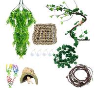 GAOFESA Reptiles Plant Vine For Climbing Habitat Decors Branches With Leaves For Lizards Spiders Snake Hideouts Artificial Plant Decoration