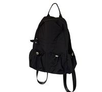 GAOFESA Unisex Korean Simple Solid Color Casual Nylon Backpack With Adjustable Straps Pleated Drawstring Pockets School Book Bag Lightweight Nylon Backpack