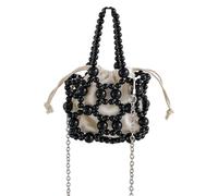 GAOFESA Women Handwoven Hollow Out Acrylic Beads Evening Bag Vintage Crossbody Handbag Small Purse With Detachable Chain Strap Handbag With Chain Strap