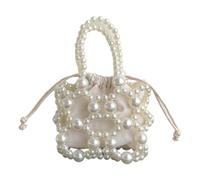 GAOFESA Women Handwoven Hollow Out Acrylic Beads Evening Bag Vintage Crossbody Handbag Small Purse With Detachable Chain Strap Handbag With Chain Strap