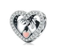 GaoGoll 925 Sterling Silver Charm Pendant for Bracelets Necklace Pendant for Bracelets with 5A Cubic Zirconia Christmas Valentine's Day Mother's Day Gift for Women, Silver, Cubic Zirconia