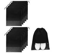 GAOHAN 10 Pcs Travel Shoe Bag,Shoe Bags,Shoe Bags for Travel,Drawstring Non-Woven Shoes Storage Bags with Transparent Window for Daily and Travel Use(Black)
