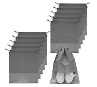 GAOHAN 10Pcs Shoe Bags for Travel,Shoe Bags,Shoe Travel Bag,Drawstring Non-Woven Shoes Storage Bags with Transparent Window for Daily and Travel Use(Grey)