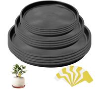 GAOHAN 12 Pack Plant Pot Saucers, Durable Plastic Plant Trays for Pots,Plant Pot Trays in 3 Sizes,Waterproof Plant Saucer Black - Ideal for Garden,Balcony & Home,Etc