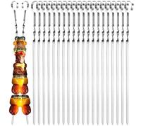 GAOHAN 20 Pcs Metal Kebab Skewers for Grilling - Flat BBQ Rack, Reusable Stainless Steel Sticks for Meat and Food