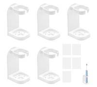 GAOHAN 5 PCS Electric Toothbrush Holder, Self-Adhesive Toothbrush Stand,Toothbrush Holder Wall Mounted with Drainage,Universal Toothpaste Storage(White)