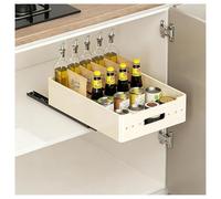 GAOHONGMEI Pull Out Cabinet Organiser, Slide Out Drawers For Kitchen Cabinets, No Drill Heavy Duty Storage Drawer, Sliding Cabinet Basket With Handle For Kitchen(Beige,30x43x7cm)