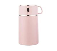 GAOHONGMEI Stainless Steel Soup Flask with Built-In Foldable Spoon (Pink)
