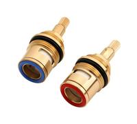 GAOHOU 2X 3/4" Bath Hot/Cold Mixer Brass Tap Valve Bath Tap Cartridge Valve Ceramic Disc Cartridge Replacement 20 Teeth Quarter Turn Brass Flow Mixer
