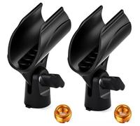 GAOHOU 2X Adjustable Microphone Clip Holders for Mic Stand Microphone Clip Flexible Microphone Holder with 5/8"" male to 3/8"" female Conversion Interface Black