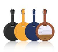 GAOHUI 4 Pcs Luggage Tags for Suitcases, Premium PU Leather Luggage Labels with Adjustable Straps & Privacy Cover, Suitcase Tags for Backpacks, Handbags, Cruise, Travel Accessories