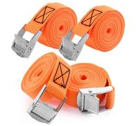GAOHUI 4PCS Tie Down Straps, 25cm x 2M Heavy Duty Ratchet Straps, Bright Orange Bike Rack Strap with Quick Release Cam Buckle for Vans, Motorcycle, Trucks, Trailer, Luggage, Cargo