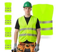GAOHUI 6 Pack Yellow Hi Vis Safety Vests, High Vis Vests for Men Women Kids, Fluorescent Reflective Jackets for Cycling, Construction, Road Traffic Work, Night Safety