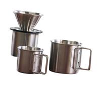 GAOINTELL 4 Piece Portable Manual Coffee Brewing Tool Stainless Steel Construction Coffee Maker Set for Adventurers Backpacking Equipment