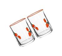 GAOINTELL Pair of Lemon Print Vintage juices Glasses Sturdy Glasswares with 14oz Capacity Ideal for Cocktails Water Decors