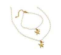 GAOINTELL Seashells Styles Sea Star Pearls Necklace Stainless Steel Adjustable Jewelry Beach Lovers Stainless Steel Sea Star Jewelry