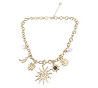 GAOINTELL Statement Sun and Charm Necklace Gold Tone Chain Adjustable Length Neckchain Stainless Steel Fashion Jewelry Stainless Steel Charm Necklace Adjustable Chain